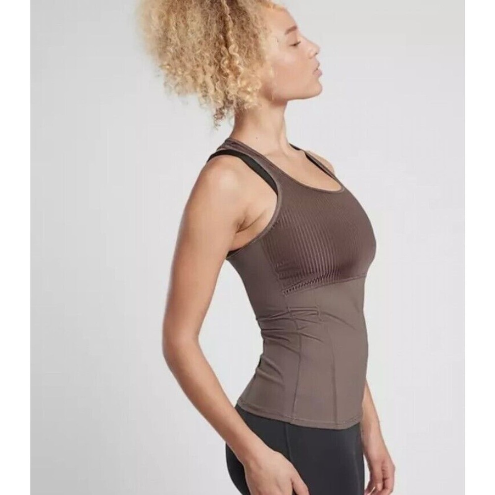ATHLETA Vitality Rib Tank Top Size S Small Brown Sleek MSRP $59